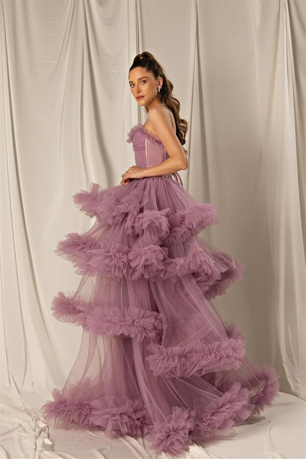 Shine with Mermaid Layers Online Prom Dress Spaghetti-Straps-BallBride
