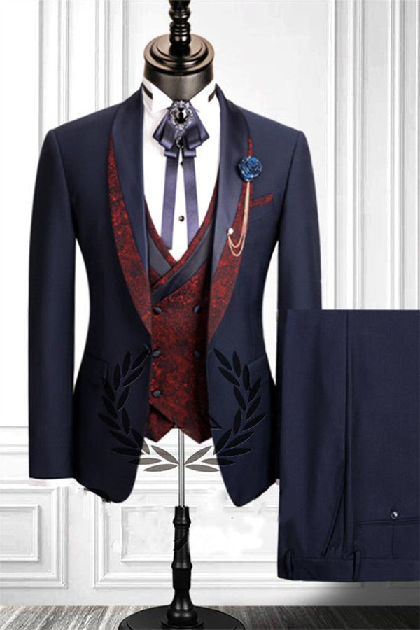 Shop Navy Blue Men's Formal Short Fit Groom Suit Ideas Online-BallBride
