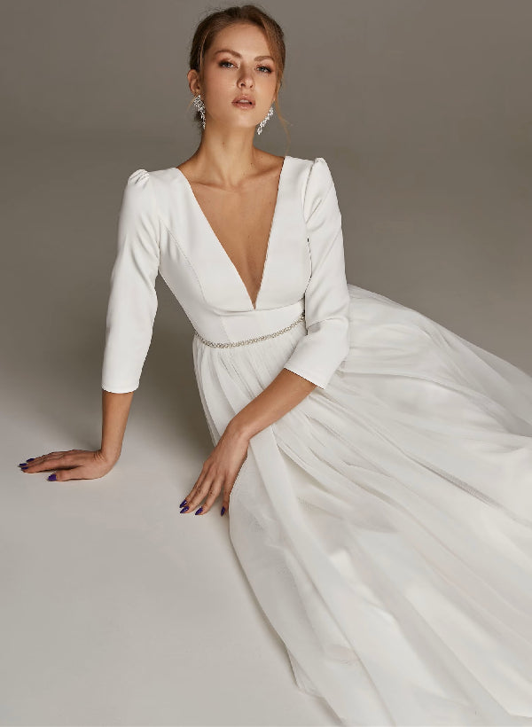 Short Wedding Dresses Sleeves-Ballbride
