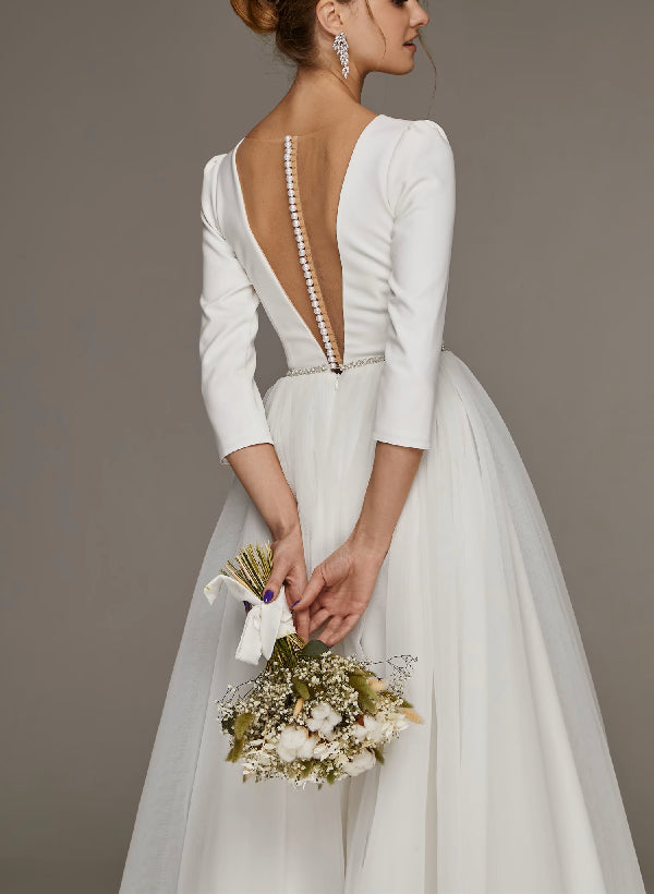 Short Wedding Dresses Sleeves-Ballbride