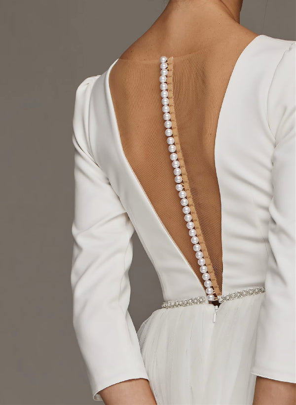 Short Wedding Dresses Sleeves-Ballbride