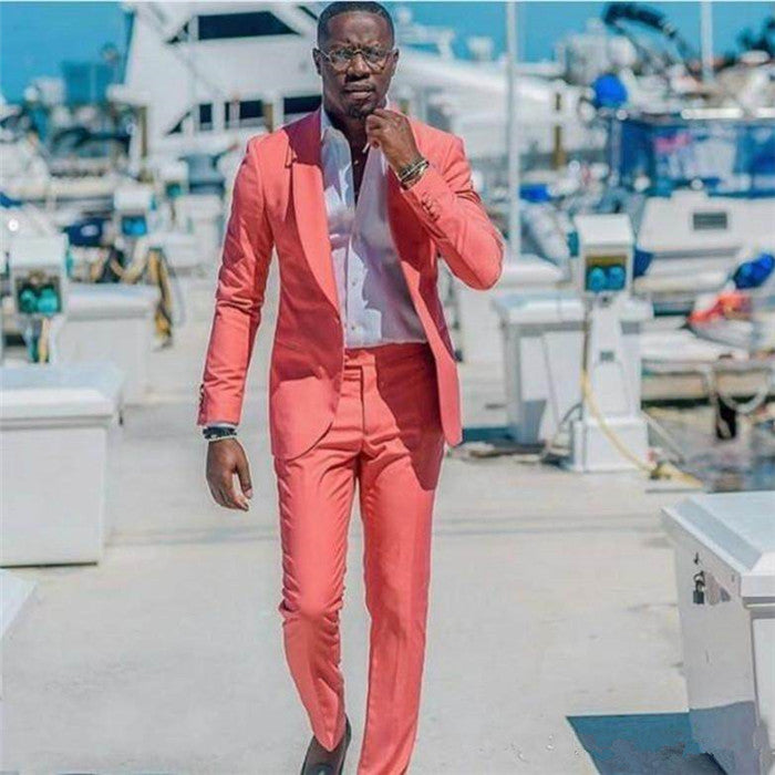 Simple Prince Suit with Peach Shawl Lapel for Prom-BallBride