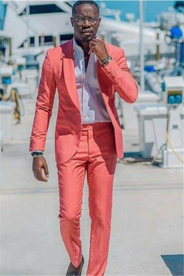 Simple Prince Suit with Peach Shawl Lapel for Prom-BallBride