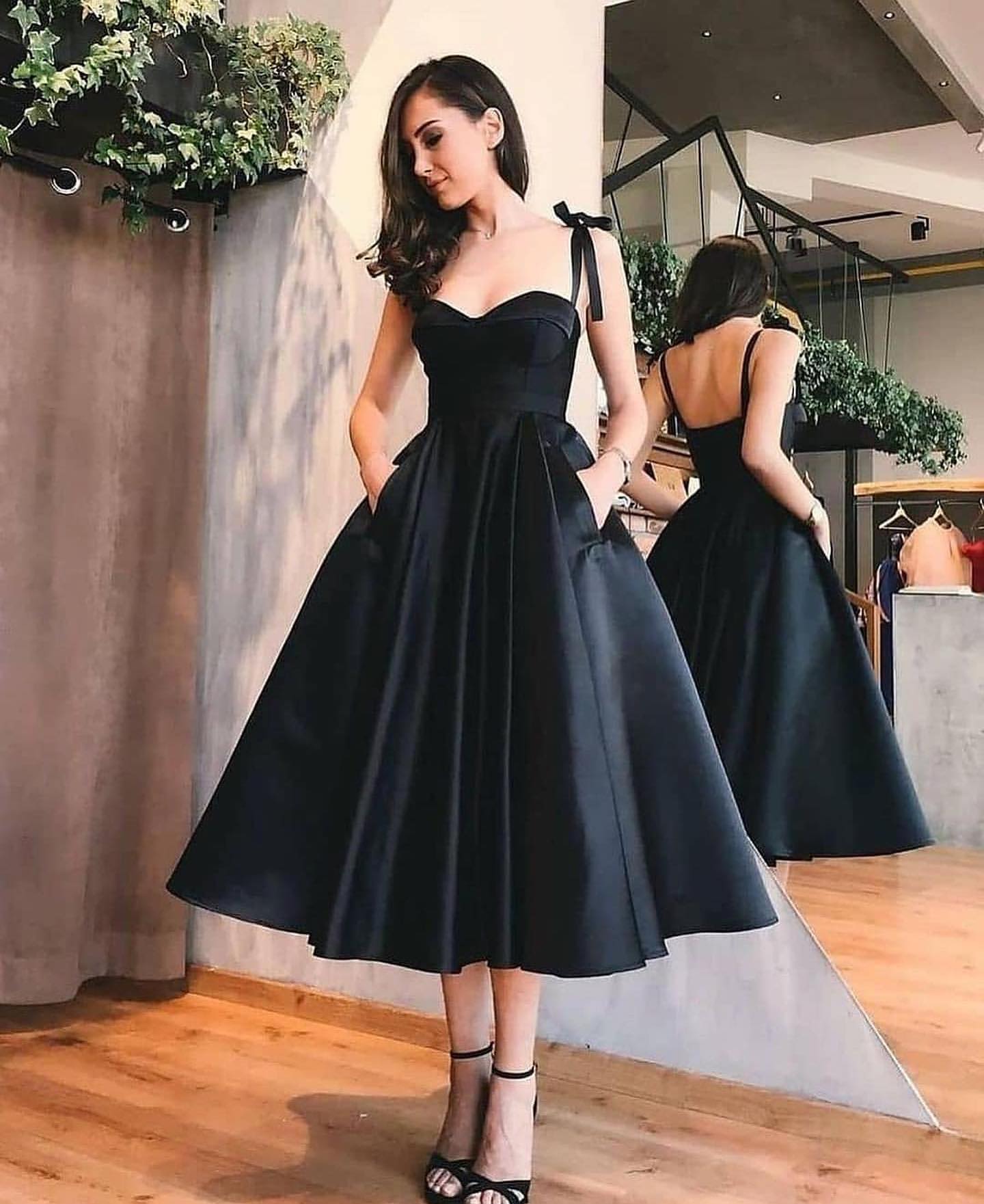 Simple Spaghetti Straps Sweetheart A-Line Satin Backless Prom Dresses-BallBride