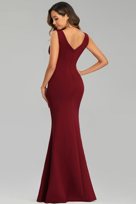 Sparkle Burgundy Mermaid Long Prom Gown-BallBride
