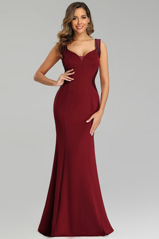 Sparkle Burgundy Mermaid Long Prom Gown-BallBride