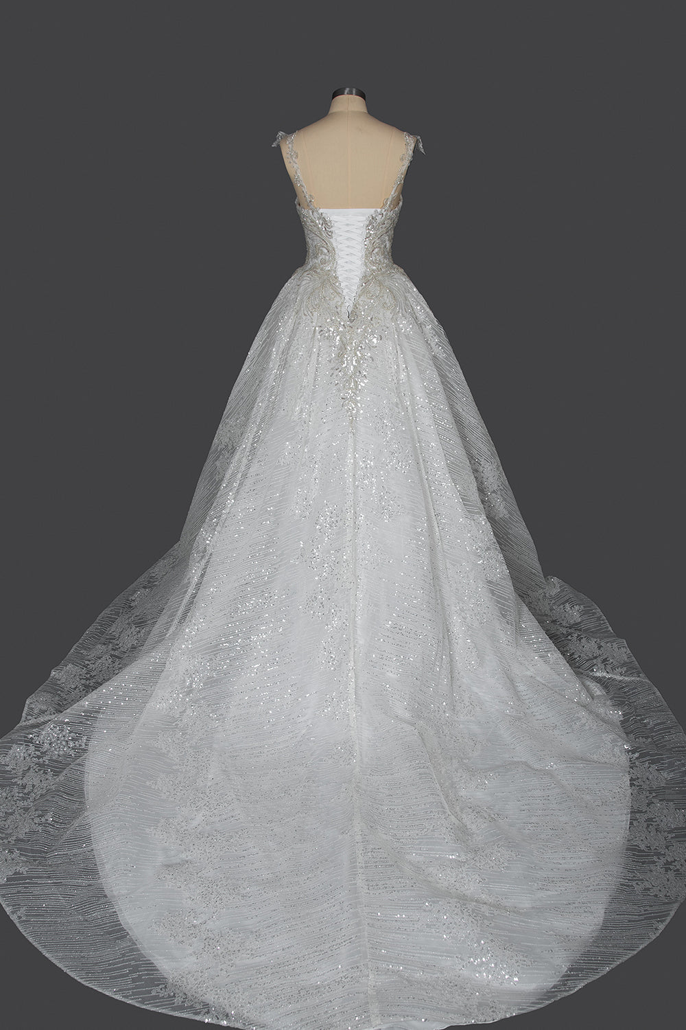 Straps Sweetheart Pleated Ball Gown Wedding Dress with Sequins-BallBride