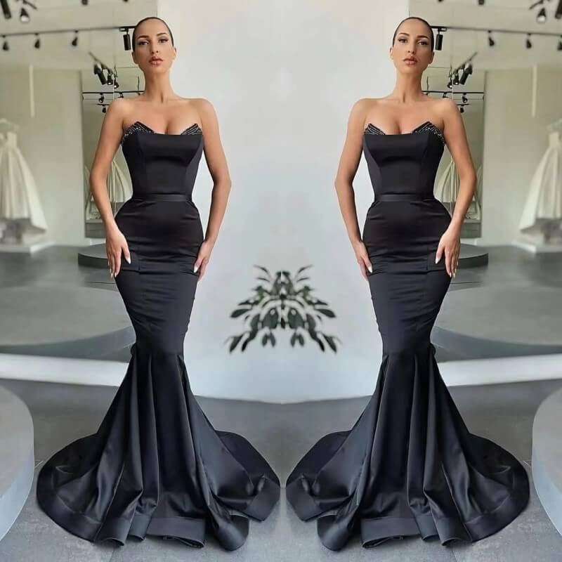 Stunning Black Sweetheart Mermaid Evening Dress with Beads-BallBride