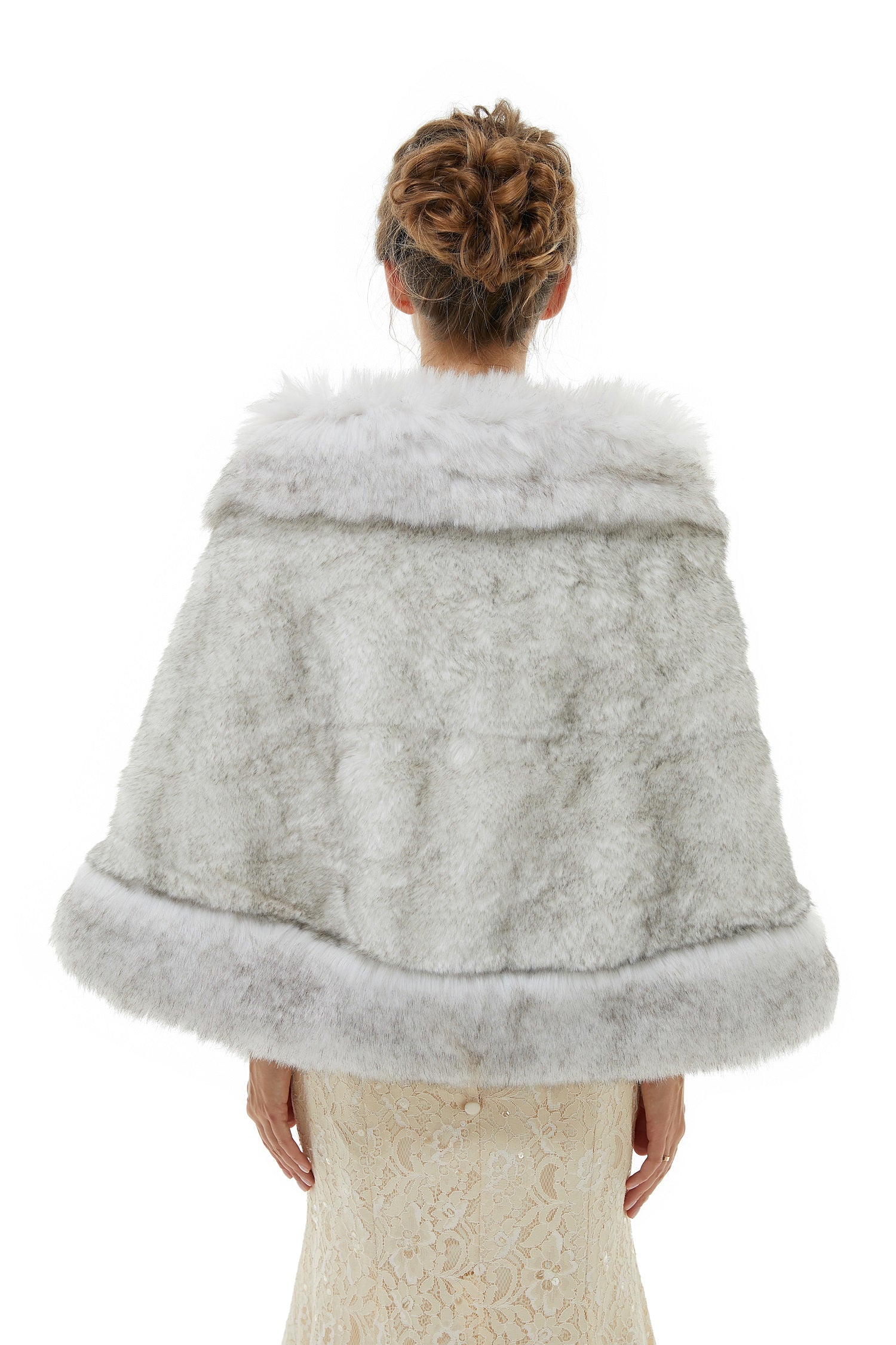 Stunning Grey Faux Fur Wrap for Winter Weddings-BallBride