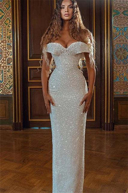Stunning Mermaid White Sequins Prom Dress-BallBride