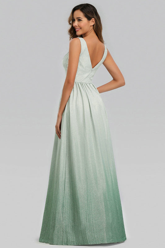 Stunning Ombre Sequins V-Neck Long Prom Dress-BallBride