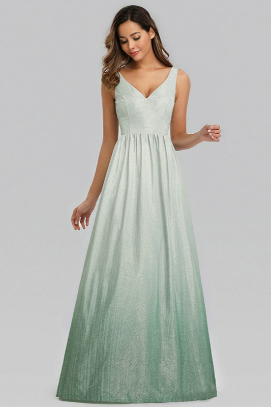 Stunning Ombre Sequins V-Neck Long Prom Dress-BallBride