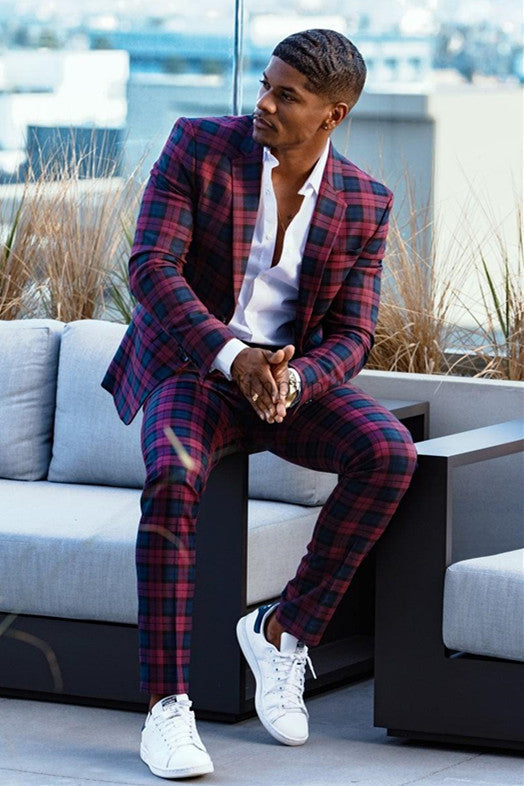 The Perfect Red and Black Prom Suit for Guys-BallBride