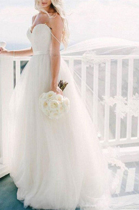 Tulle Wedding Dress with Spaghetti-Straps-BallBride
