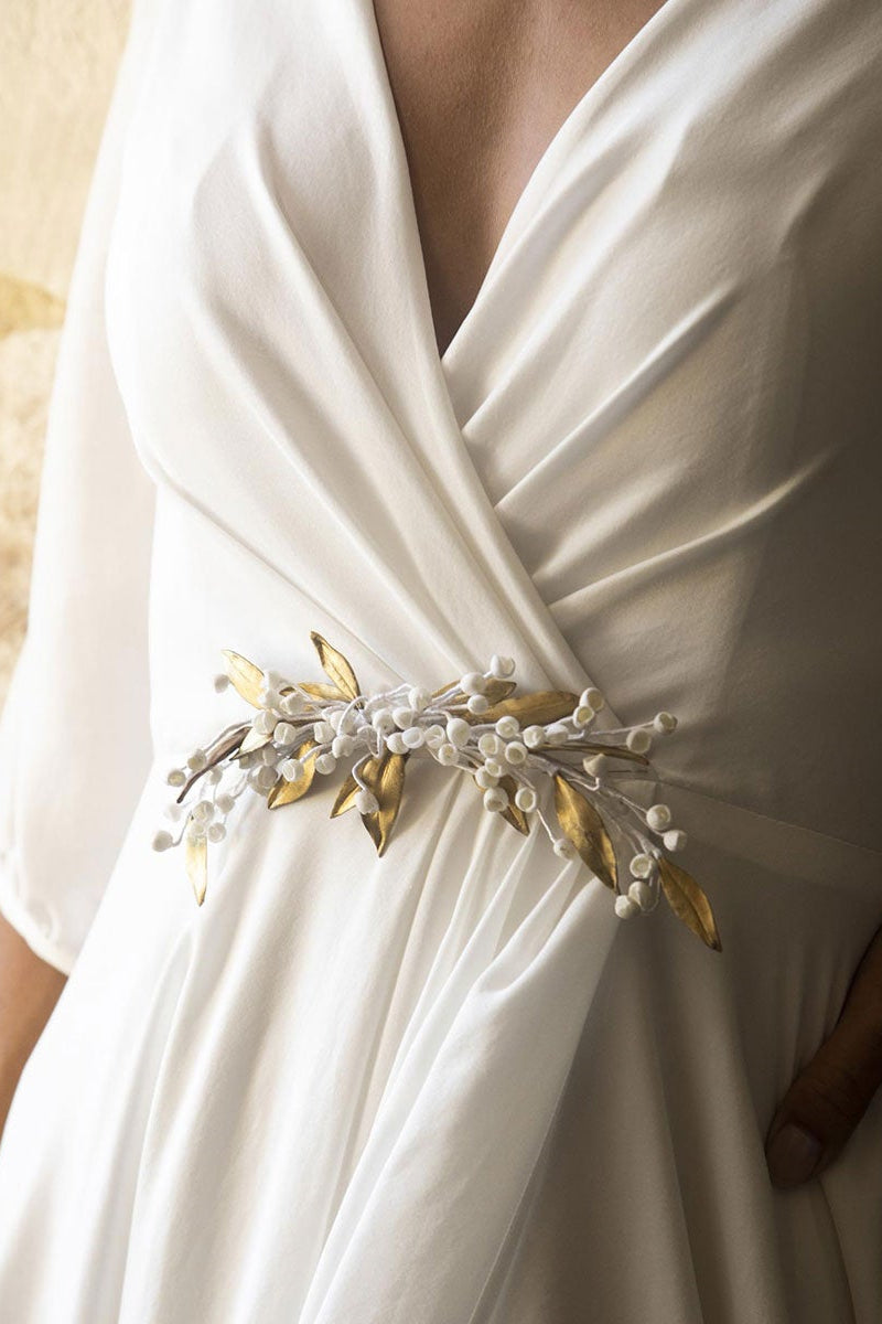 V-Neck Half Dress for Your Special Day - Sleeves Wedding Dress-BallBride