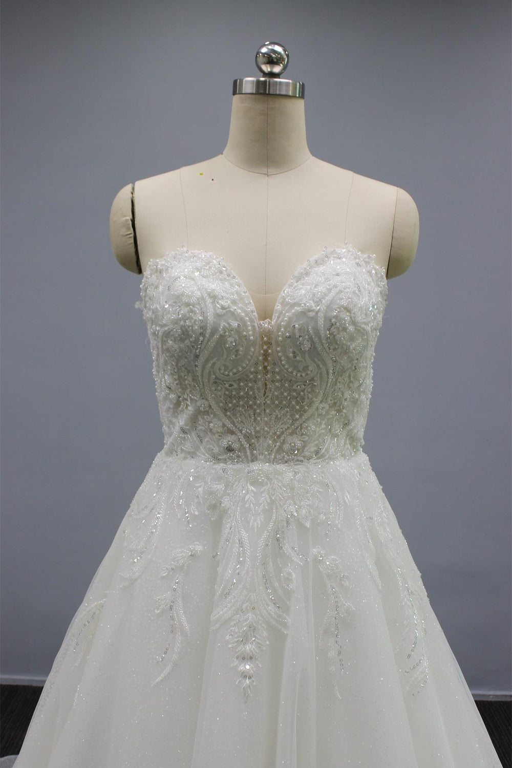 A-line Two-Piece Sleeveless  White Wedding Dress With Ruffles WD028 main image 1